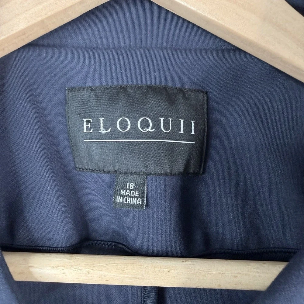 Eloquii Women's Size 18‎ One Button Blazer Jacket Navy Shoulder Pads. 66% Rayon